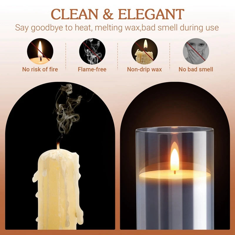 1Set Flameless Candles Christmas Glass With Remote Candles LED Candles Flameless Candles (Grey)