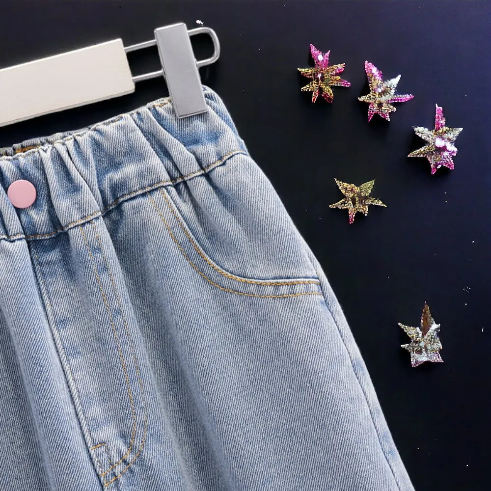 Baby Jeans Pants for Girls Outfits Teenagers Children Clothing Trousers Spring Autumn Baby Kids Clothes 6 7 8 9 10 11 13 Years