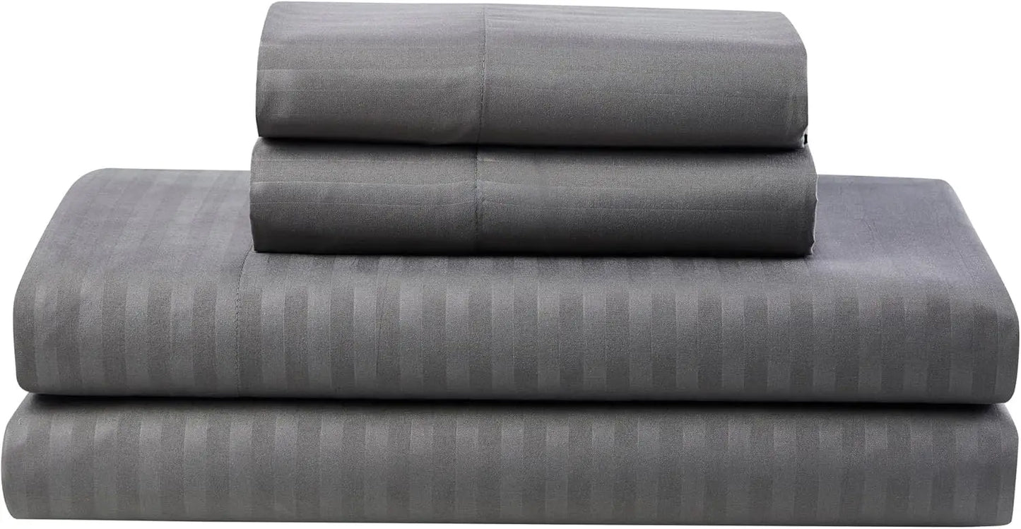 Bed Skirt, Fitted Sheet, Flat Sheet, 2 Pillowcases, 2 Pillow Shams, Queen, Dobby Gray