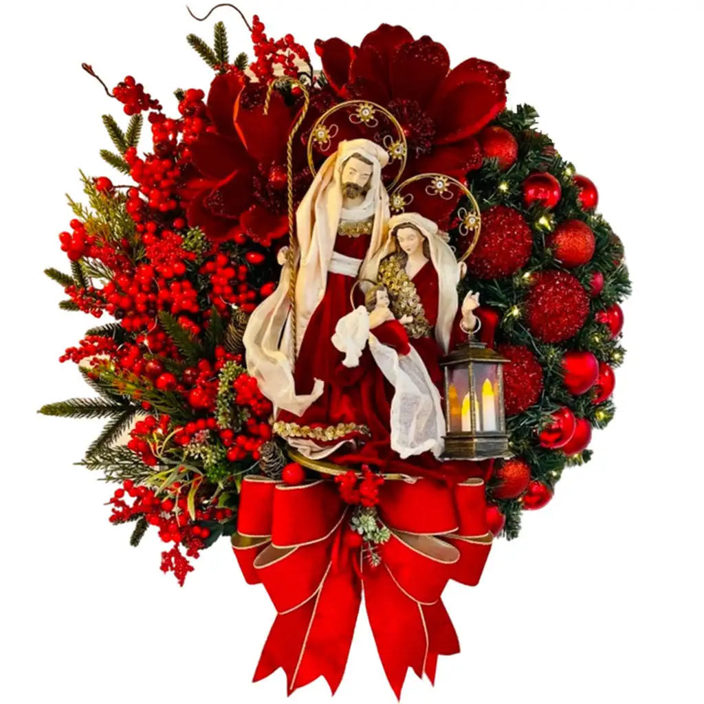 Artificial Christmas Wreath Wall Ornament Outdoor Flower Fall Decor Holiday Wreath Window Door Front Party Decoration part 40cm