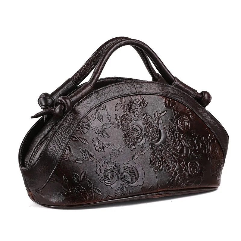 MOTAORA Women's Shoulder Bag Luxury Genuine Leather Handbag Female 2023 New Oil Wax Cowhide Bag Ladies Retro Embossed Women Bag