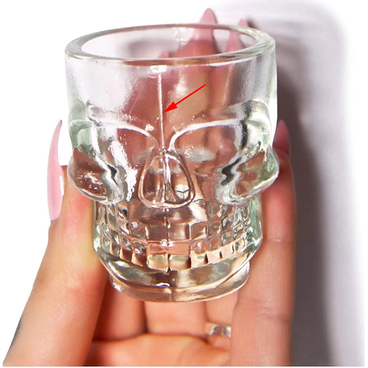 Clear Skull Face Whiskey Shot Glasses Set of 6,halloween Skull Shot Glasses Drinking Glassware for Brandy,Liquor,Jello Cup 1.7oz