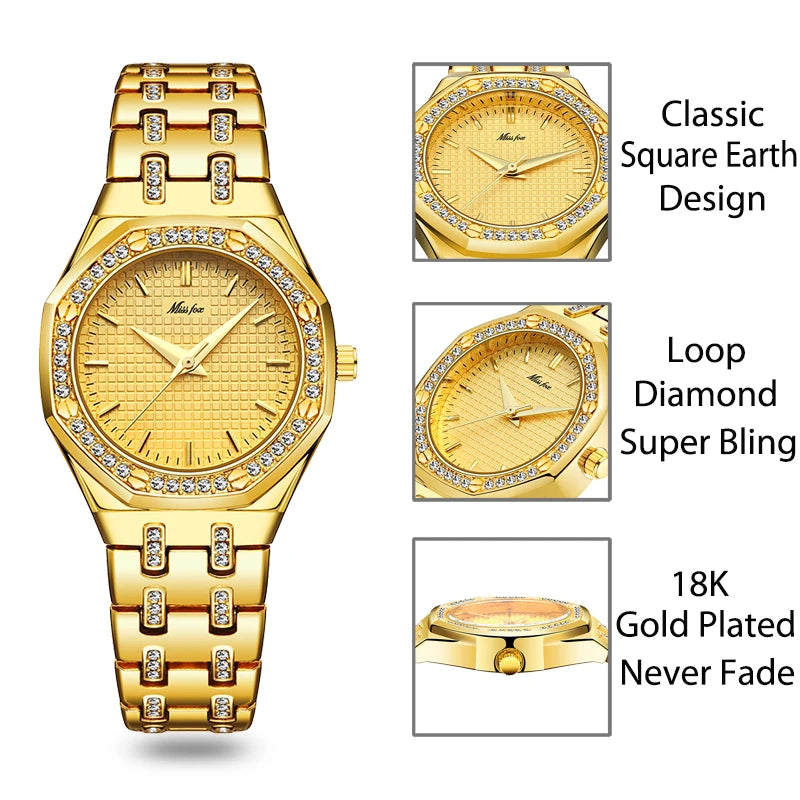 MISSFOX Women Watches Women Fashion Watch 2019 Luxury Brand Ladies Watch Waterproof Gold Quartz Watch Xfcs Female Clock Hours