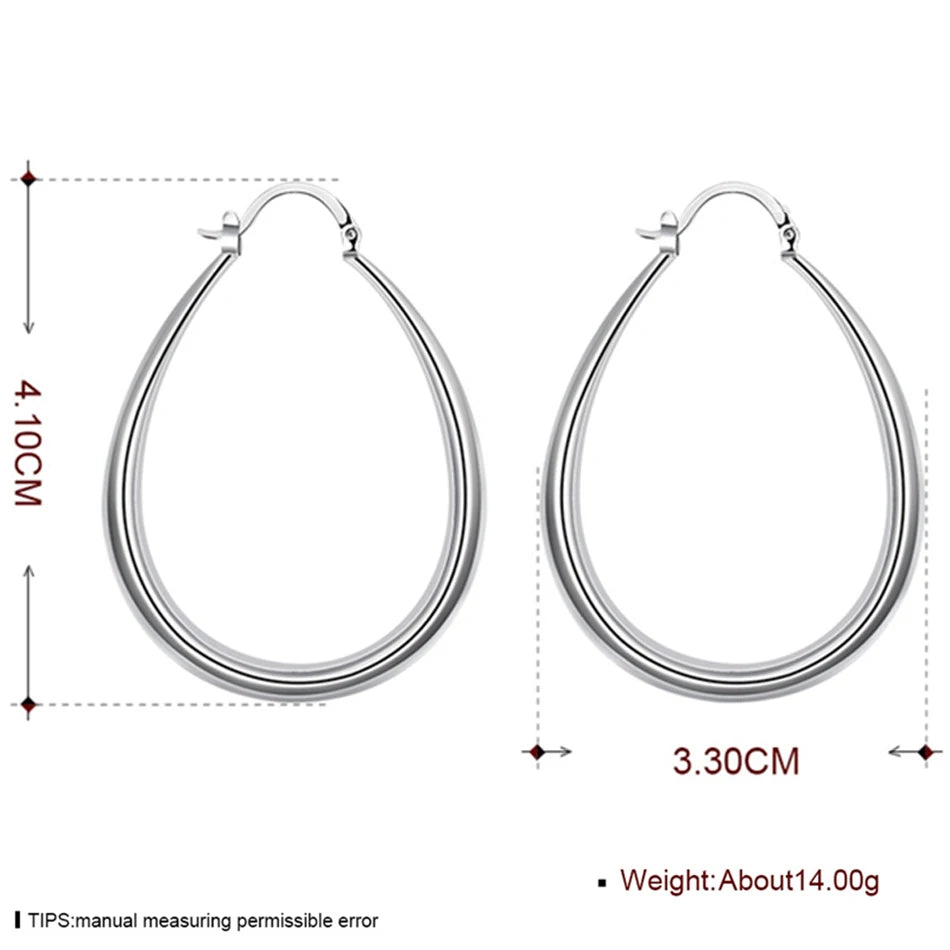 DOTEFFIL 925 Sterling Silver Smooth Circle 41mm Hoop Earrings For Women Lady Gift Fashion Charm High Quality Wedding Jewelry