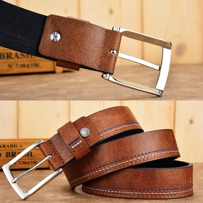 New Fashion Men's Genuine Leather Belts Designer Leisure Belt for Man Pin Buckle Business Dress Male Dropshipping