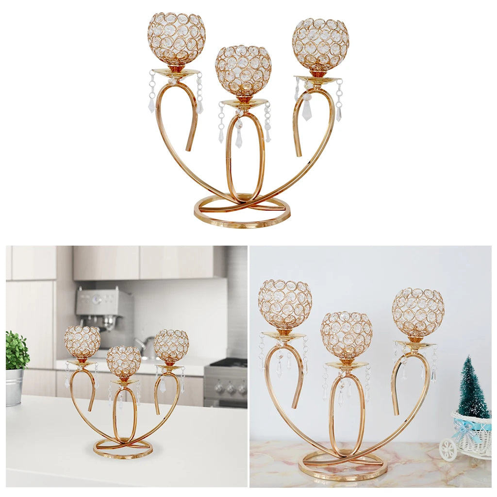 Crystal Candle Holder Dining Table Wedding Centerpiece Christmas Party Events Tea Light Stand Home Decoration