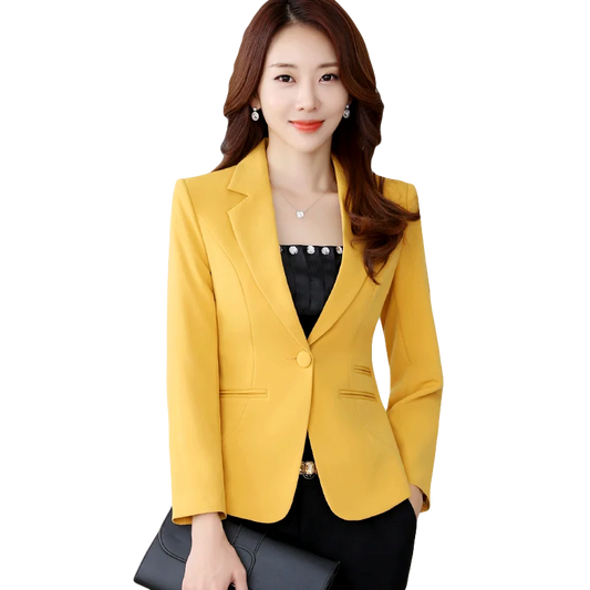 High-quality Women Blazers Jacket Fall Office Lady Business Formal Wear Small Suit Single Button Blazer Coat Mujer Y89