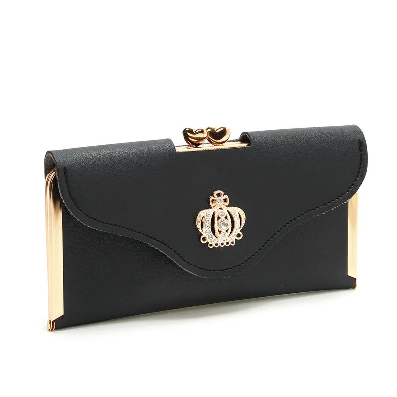 Crown Style Women Wallets Hasp Lady Moneybags Zipper Coin Purse Woman Envelope Wallet Money Cards ID Holder Bags Purses Pocket