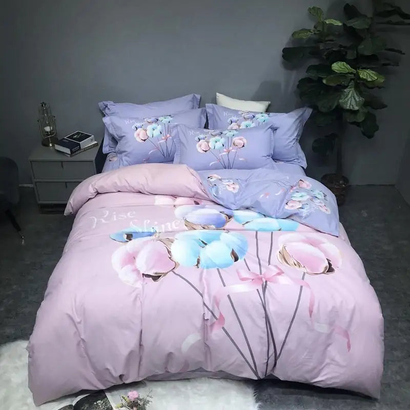 Queen King Blossom Snow Man Duvet Cover set Premium Brushed Cotton Soft Warm Bedding set Bed sheet Comforter Cover Pillow shams