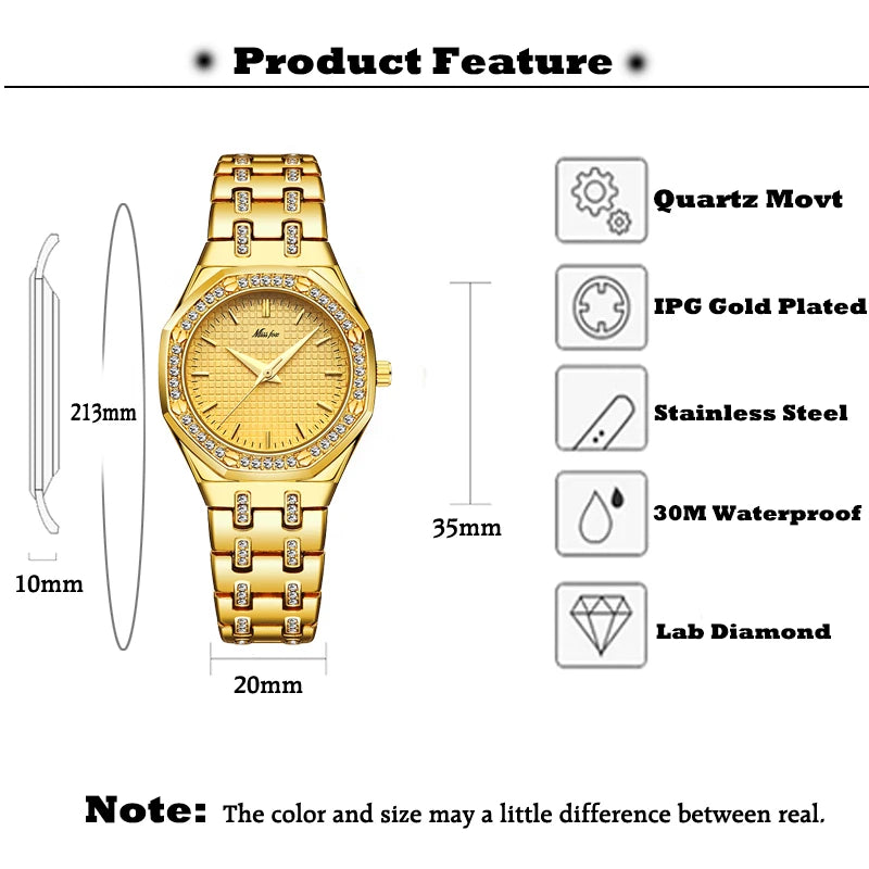 MISSFOX Women Watches Women Fashion Watch 2019 Luxury Brand Ladies Watch Waterproof Gold Quartz Watch Xfcs Female Clock Hours