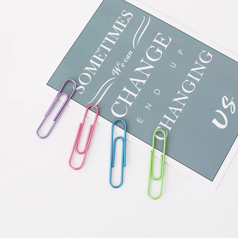 TUTU 80pcs/set of 50mm Colorful Paper Clips Paper Clips Notes Classified Clips  Student Stationery School Office Supplies H0324