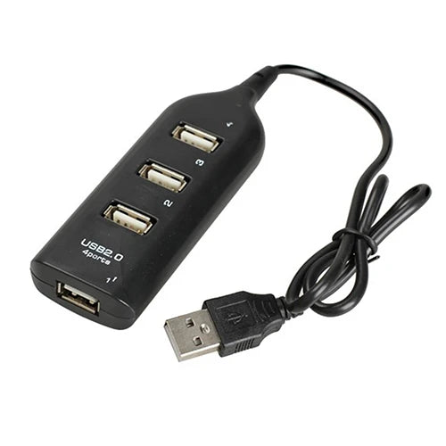 4 Port Splitter Multiple Expander High Speed Mini USB 2.0 Hub Socket Adapter Black for Laptop PC Notebook Computer Accessories