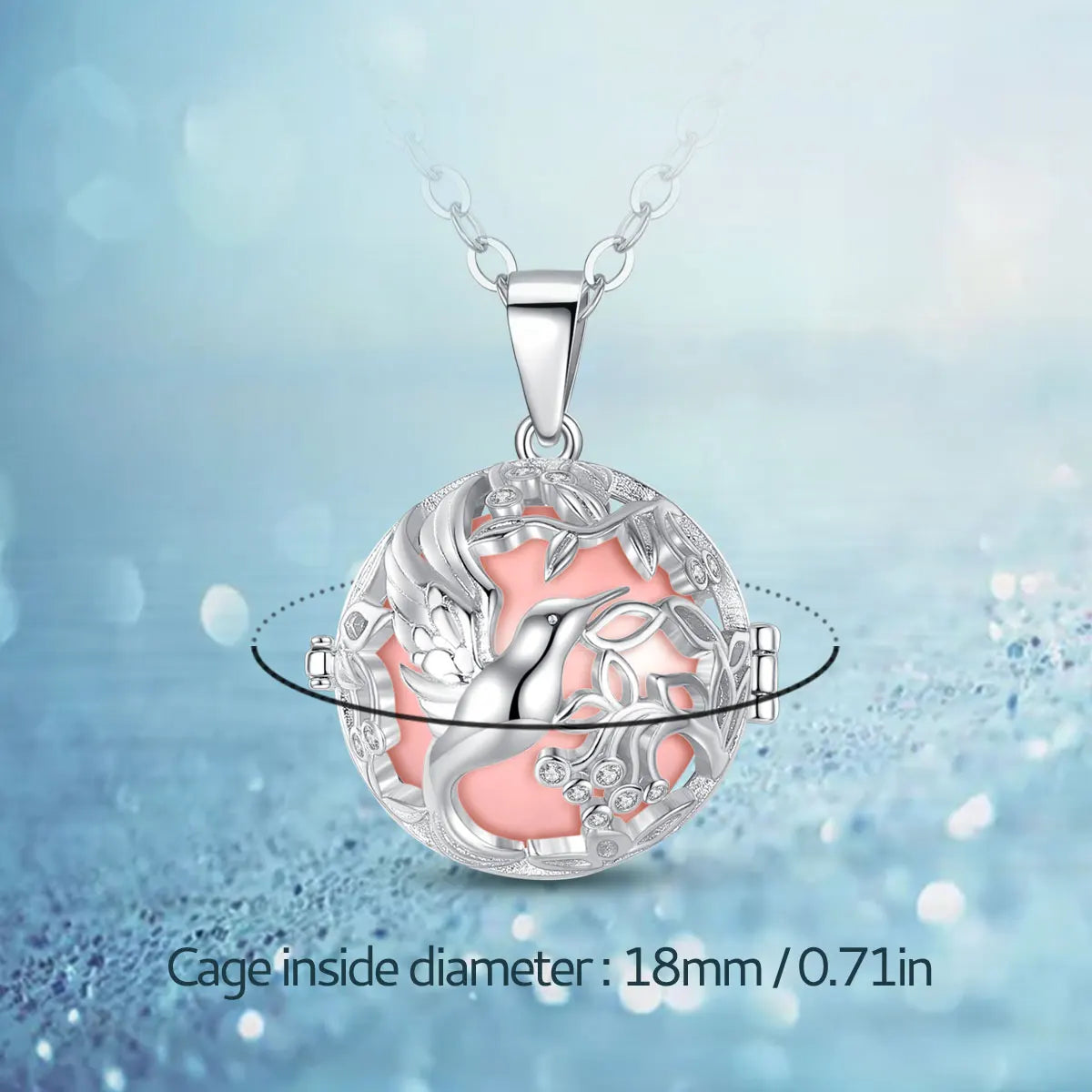 Eudora new 18mm Bird Crystal Cage Pregnancy Chime Bola Ball Pendant Necklace Baby Pregnancy Ladies Jewelry K477N18