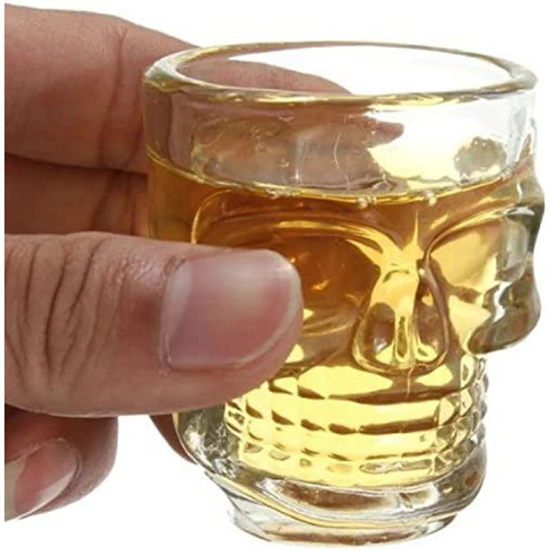 Clear Skull Face Whiskey Shot Glasses Set of 6,halloween Skull Shot Glasses Drinking Glassware for Brandy,Liquor,Jello Cup 1.7oz