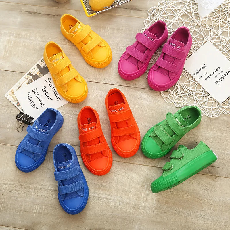 2023 New Autumn Kids Canvas Shoes Breathable Boys Girls Fashion Sneakers Children Candy Color Sport Shoes Chaussure Enfant