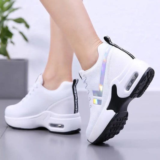 Spring High Wedge Shoes Women Platform Sneakers Ladies Shoes Comfortable Outdoor Walking Casual Chunky Footwear Basket Femme