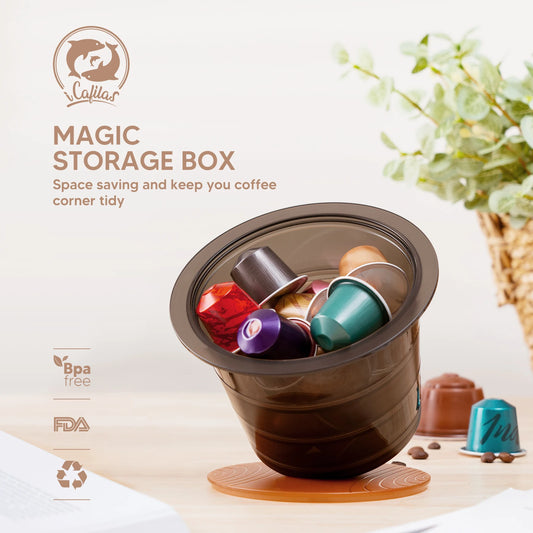 Magic Assembly Coffee Capsule Storage Rack Box for DOLCE GUSTO NESPRESSO Capsules Vintage Dustproof Coffee Capsules Accessories