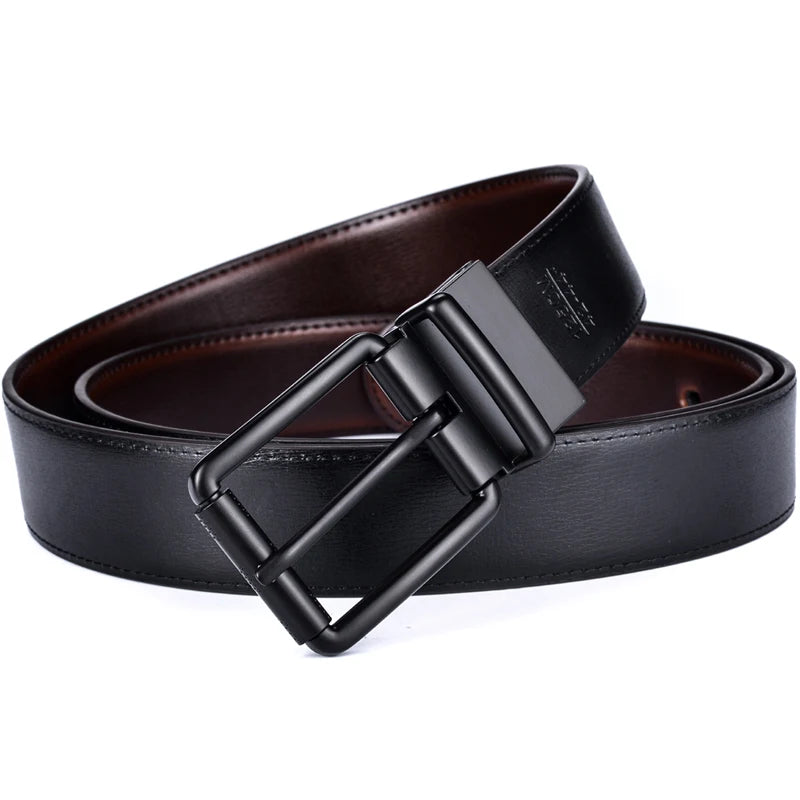 1Pcs Men's Leather Reversible Belt Roller Buckle 34mm Wide 1 Reverse for 2 Colors Suitable for pairing Casual Jean