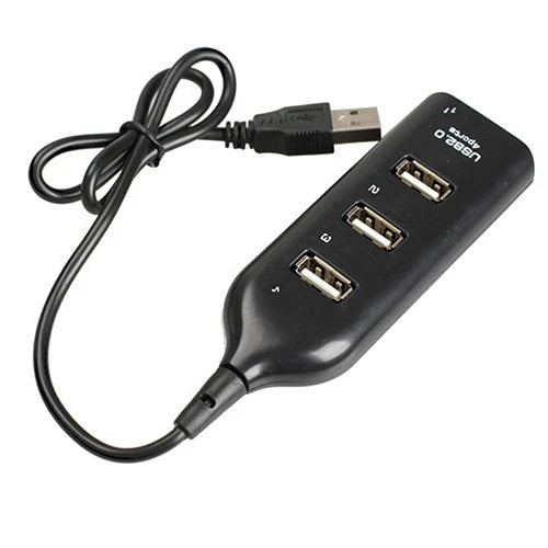 4 Port Splitter Multiple Expander High Speed Mini USB 2.0 Hub Socket Adapter Black for Laptop PC Notebook Computer Accessories