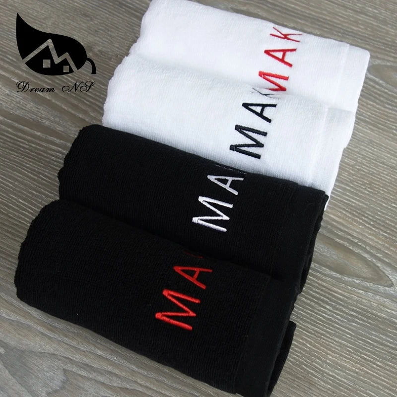 AHSNME Make Up Towel Black Dressing Table Towels Cosmetic Face Towel Embroidery Logo White Bath Towel 100 Cotton Towel