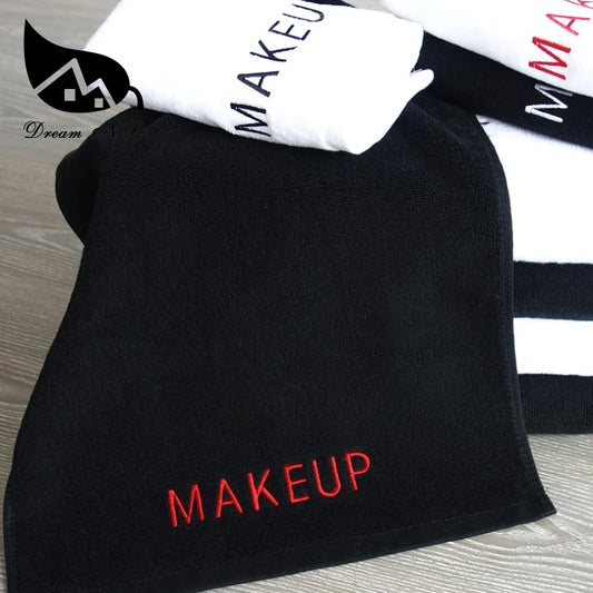 AHSNME Make Up Towel Black Dressing Table Towels Cosmetic Face Towel Embroidery Logo White Bath Towel 100 Cotton Towel