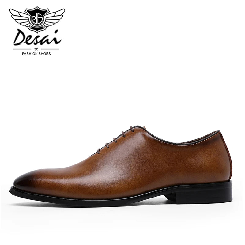 DESAI Large Size Men's Shoes New High Quality Cowhide Memory Foam Stitching Soles Business Dress Shoes Men Genuine Leather Shoes