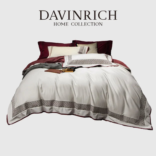 DAVINRICH Hotel Bedding Set Jade White Quality Silky Soft Egyptian Cotton Queen King Size 1 Duvet Cover 1Bed Sheet 2 Pillow Sham