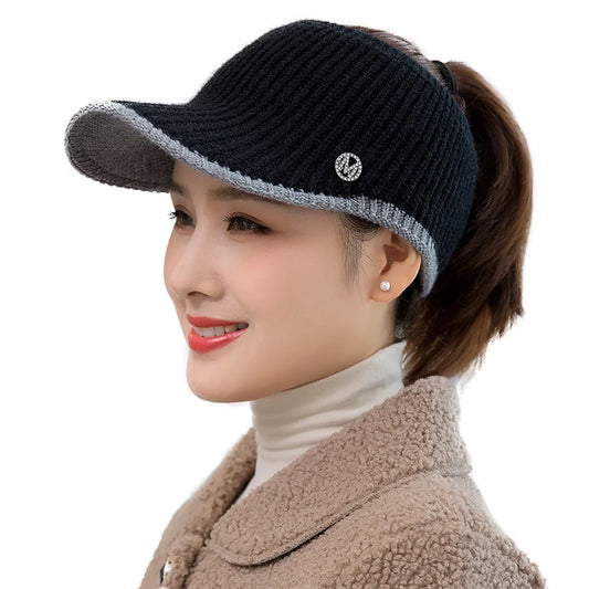 Winter Hats Ladies Beanies gorras Hombre Baseball Caps For Women Hats Fall Winter Plush Thick Warm Knit High Bun Ponytail Hats