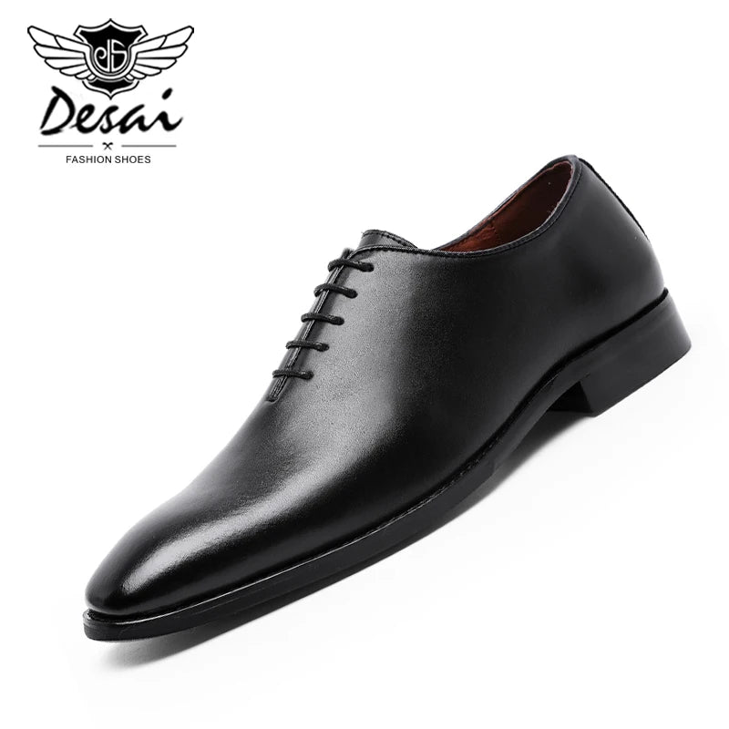 DESAI Large Size Men's Shoes New High Quality Cowhide Memory Foam Stitching Soles Business Dress Shoes Men Genuine Leather Shoes