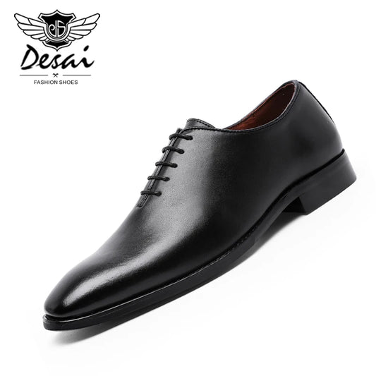 DESAI Large Size Men's Shoes New High Quality Cowhide Memory Foam Stitching Soles Business Dress Shoes Men Genuine Leather Shoes