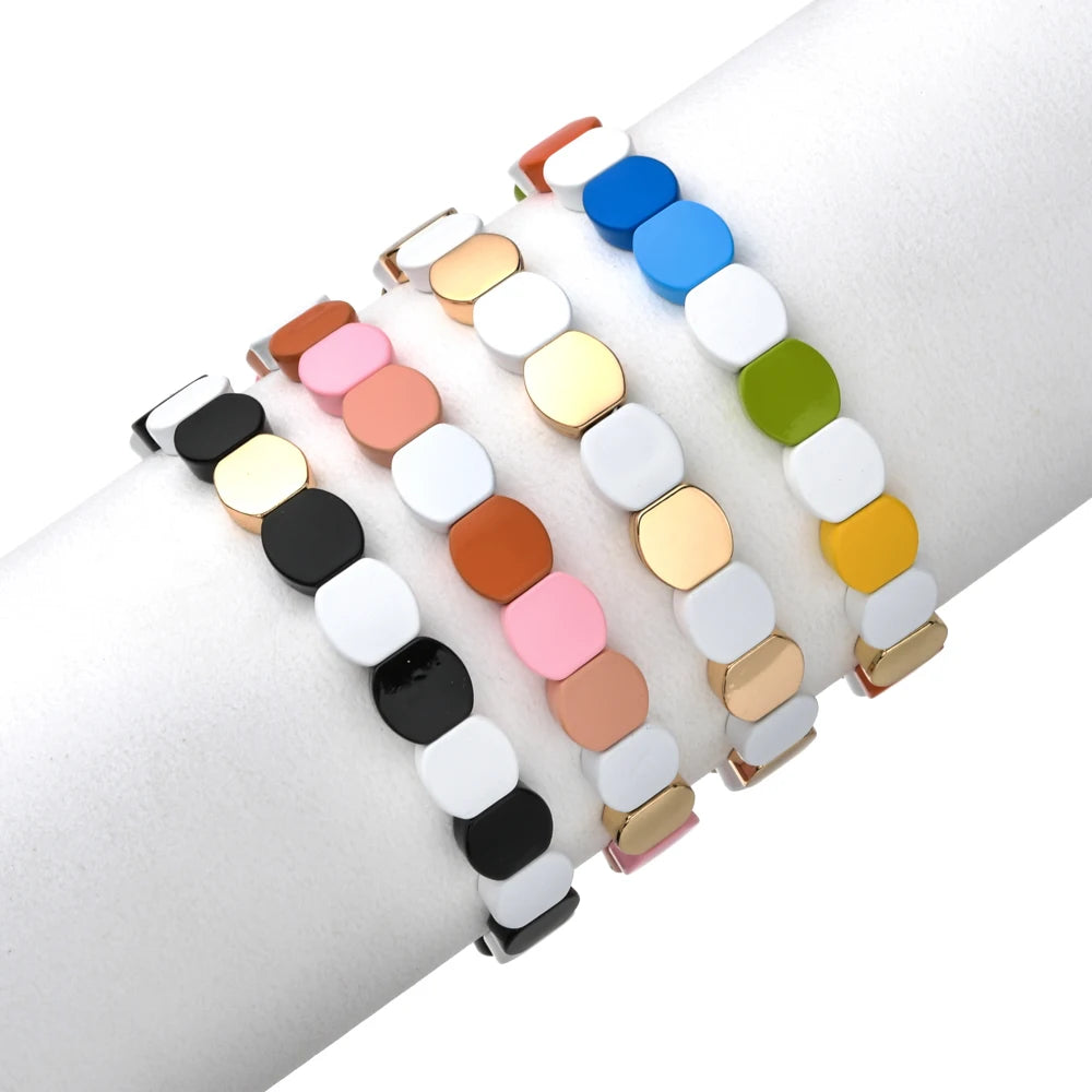 ZMZY Enamel Beads DIY Bangle Cute Y2K Colorful Classic Honeycomb Bracelet Ladies Bracelet Fashion Brand Jewelry Gifts