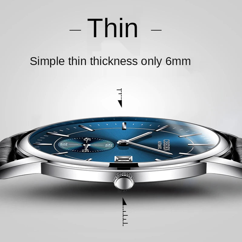 Ultra-thin automatic mechanical watch men business strap watch is waterproof