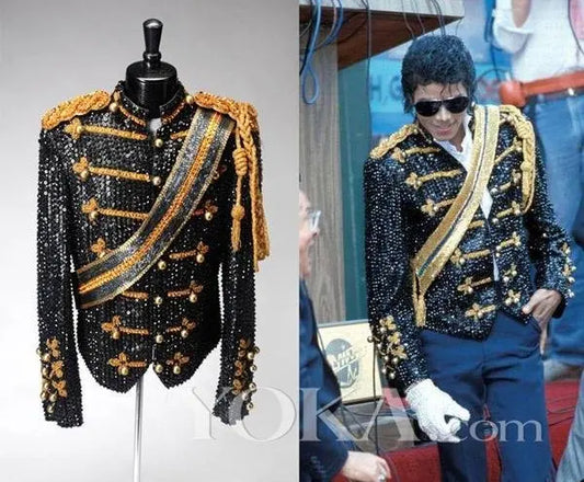 Plus Size S-5XL Jacket!High Quality Michael Jackson Concert Dance Stage Costume Uniforms Moonwalk Stage Costumes Sequins Coat