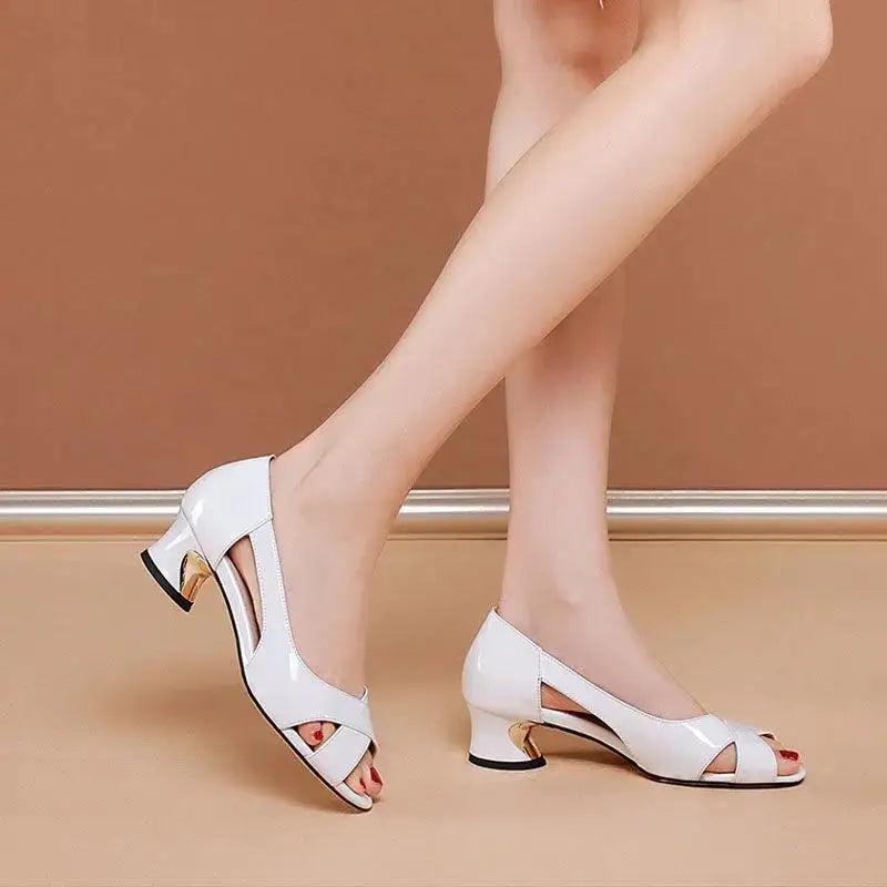 Cresfimix Women Classic High Quality White Pu Leather Peep Toe High Heel Shoes for Spring & Summer Lady Casual Black Shoes A9642