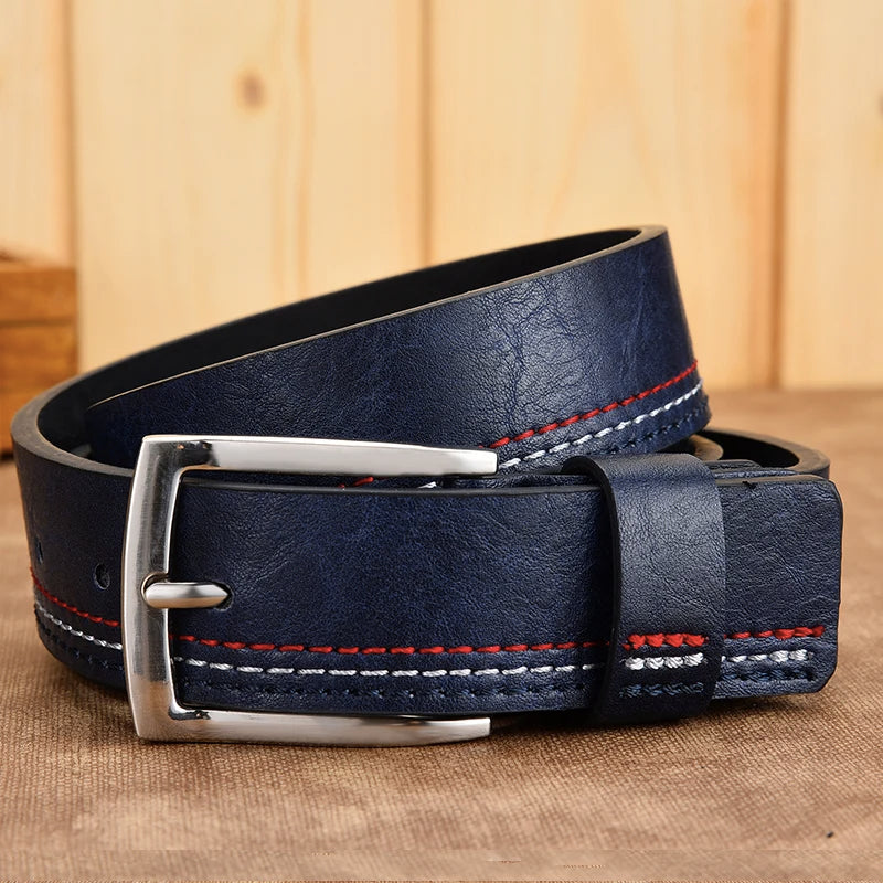 New Fashion Men's Genuine Leather Belts Designer Leisure Belt for Man Pin Buckle Business Dress Male Dropshipping