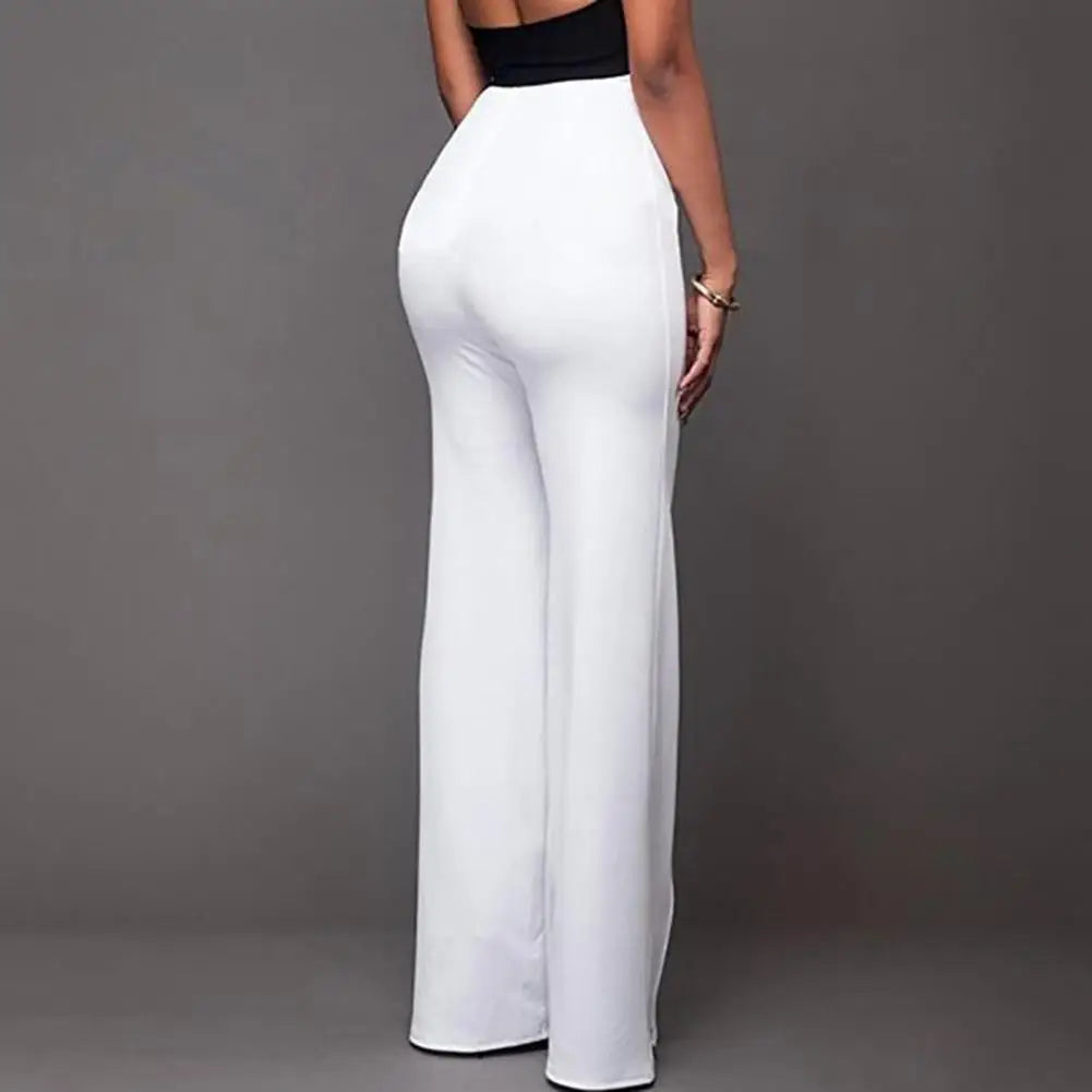 Chic Flared Pants Women Solid Color Wide Leg Pants High Waist Flared Trousers Slim Fit Loose Slacks Sexy Lady OL Work Pants 1Pc