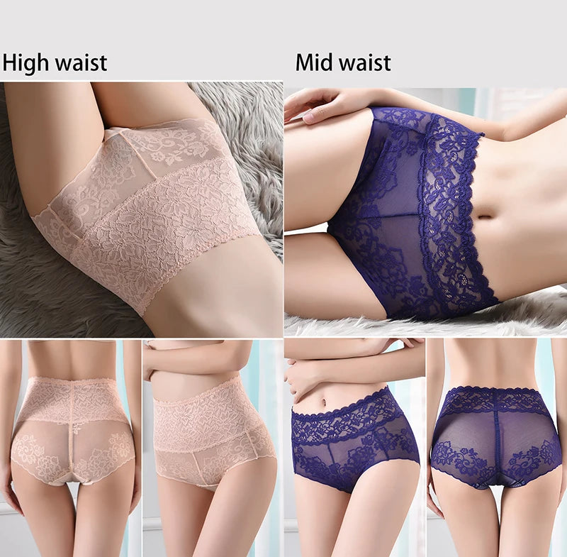 Women's underwear sexy  lace high waist elastic female panties antibacterial transparent  high quality ladies lingerie