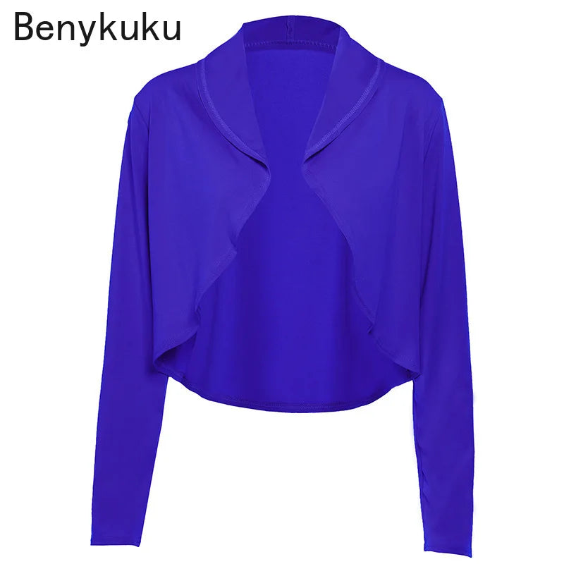 Plus Size Shrug Cropped Tops Ladies Long Sleeve Open Stitch Bolero Fall Clothes for Women Jackets Spring Autumn Elegant Coat 5XL