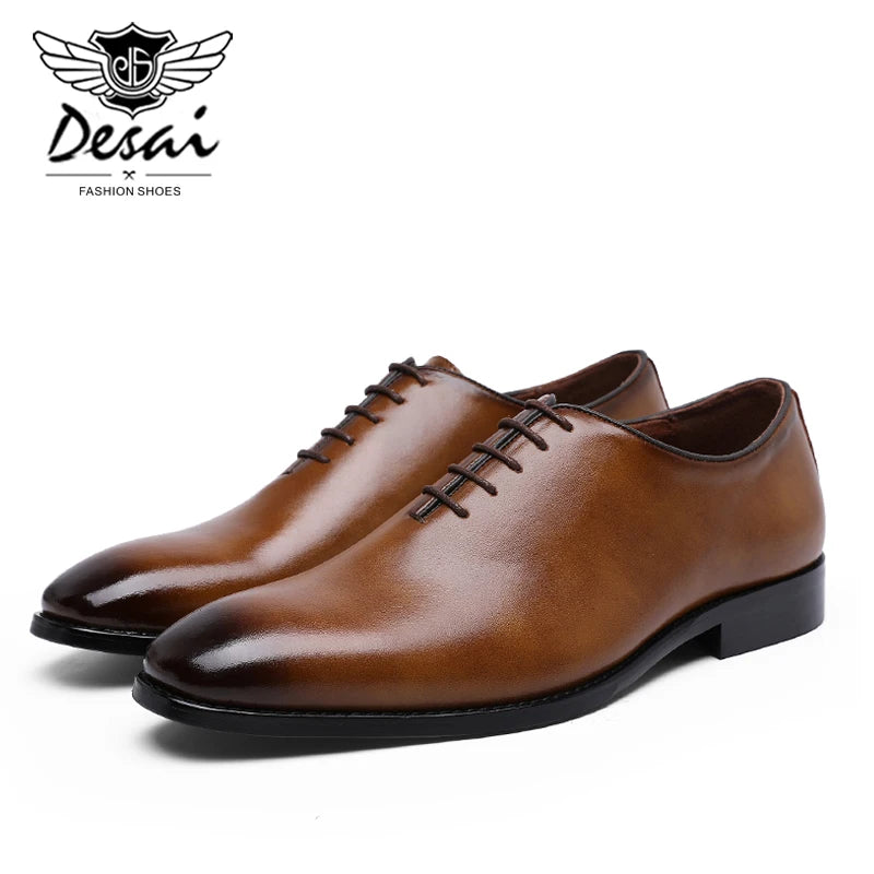 DESAI Large Size Men's Shoes New High Quality Cowhide Memory Foam Stitching Soles Business Dress Shoes Men Genuine Leather Shoes