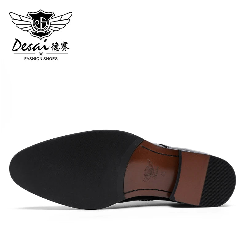 Desai Elegant Genuine Leather British Toe Men's Shoes Carved Business Shoes For Men Classic Dress Formal Wedding 2021 New