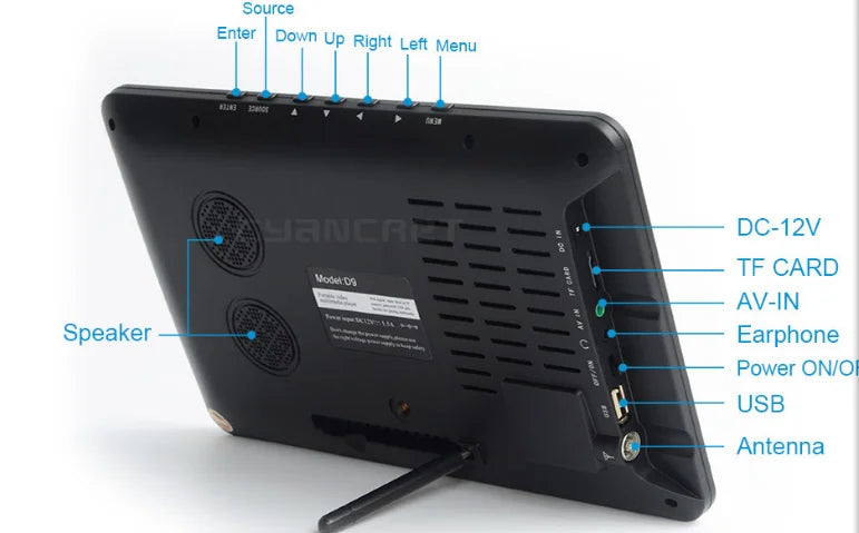 12'' inch television TV H.265 Digital TV DVB T2, ATSC Car LCD TV Support Dolby