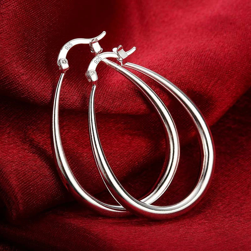 DOTEFFIL 925 Sterling Silver Smooth Circle 41mm Hoop Earrings For Women Lady Gift Fashion Charm High Quality Wedding Jewelry