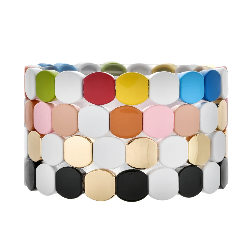 ZMZY Enamel Beads DIY Bangle Cute Y2K Colorful Classic Honeycomb Bracelet Ladies Bracelet Fashion Brand Jewelry Gifts