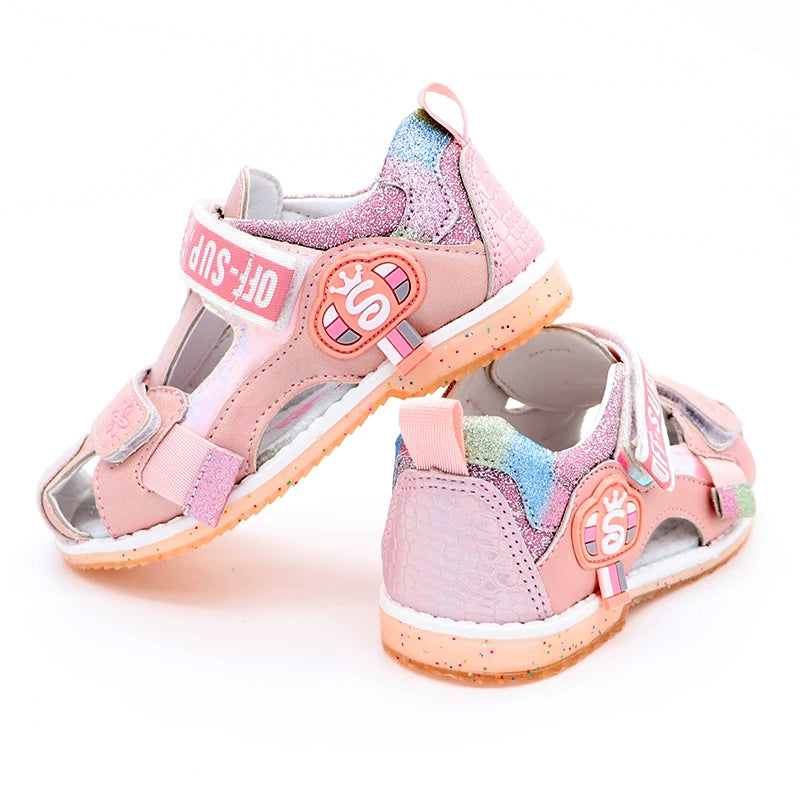 Cute eagle Girls sandals Summer Brand Closed toe with Arch Support Hook-and-Loop Children Shoes Sandals for Girls EU Size 26-31