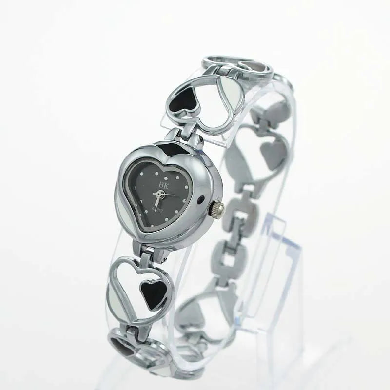 Cute Watches Heart Design Fashion Jewelry Bracelet Ladies Women Quartz Stainless Steel Bracelet Wristwatch For Women Gifts O50