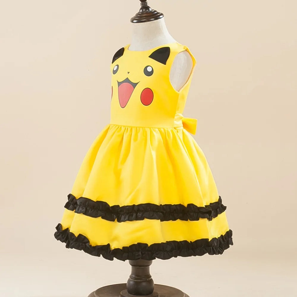 Janpan Anime Cartoon Cosplay Dress for Children Baby Girls Halloween Party Kids Kawaii Cute Clothing Bowknot Ruffles Ball Gown