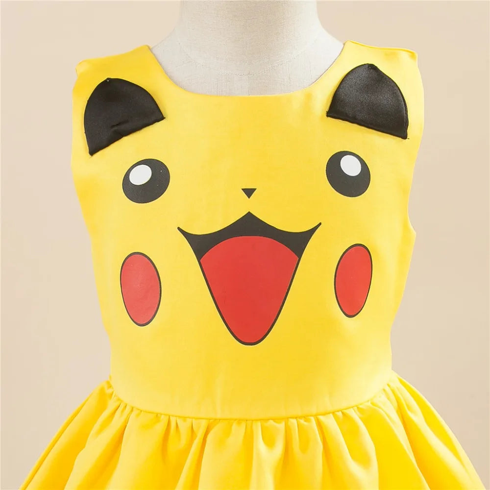 Janpan Anime Cartoon Cosplay Dress for Children Baby Girls Halloween Party Kids Kawaii Cute Clothing Bowknot Ruffles Ball Gown