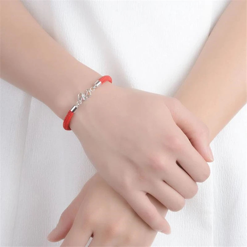 KOFSAC New Fashion 925 Sterling Silver Bracelets For Women Cute Dog Pendant Good Lucky Red Rope Bangle Lady Jewelry Wholesale