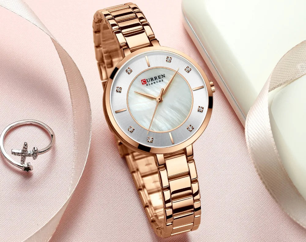 Curren Woman Watches Rose Gold Top Brand Luxury Watch Women Quartz Waterproof Women's Wristwatch Ladies Girls Watches Clock