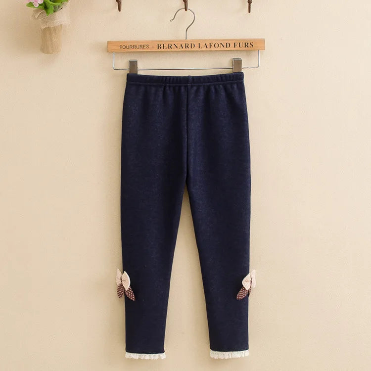 New Girls' Fall Winter Thickened Jeans Korean Children's Plush Bottom Pants Girls' Long Pants